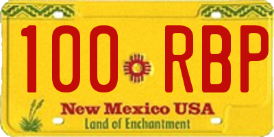 NM license plate 100RBP