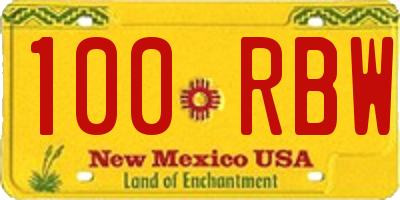 NM license plate 100RBW