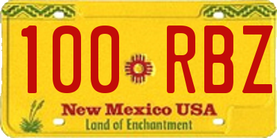 NM license plate 100RBZ