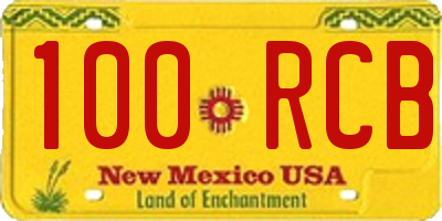 NM license plate 100RCB