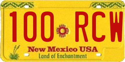 NM license plate 100RCW