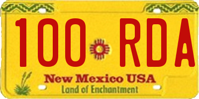 NM license plate 100RDA