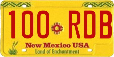 NM license plate 100RDB