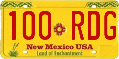 NM license plate 100RDG