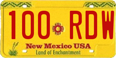 NM license plate 100RDW