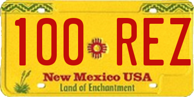 NM license plate 100REZ