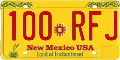 NM license plate 100RFJ
