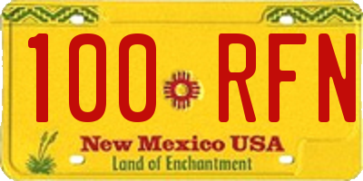 NM license plate 100RFN