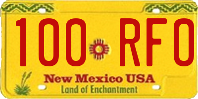NM license plate 100RFO