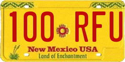 NM license plate 100RFU