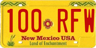 NM license plate 100RFW