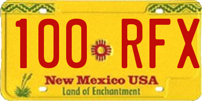 NM license plate 100RFX