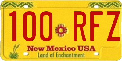 NM license plate 100RFZ