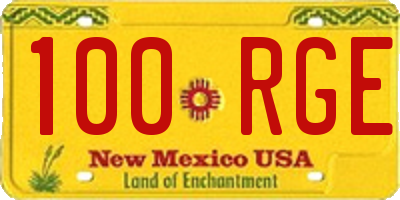 NM license plate 100RGE