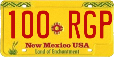 NM license plate 100RGP
