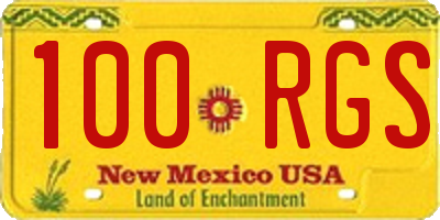 NM license plate 100RGS