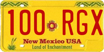 NM license plate 100RGX