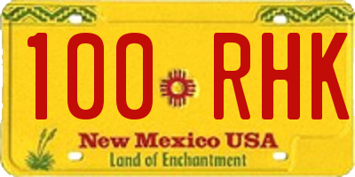 NM license plate 100RHK