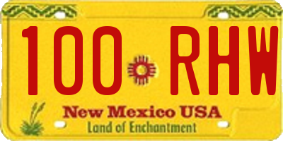 NM license plate 100RHW