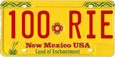 NM license plate 100RIE