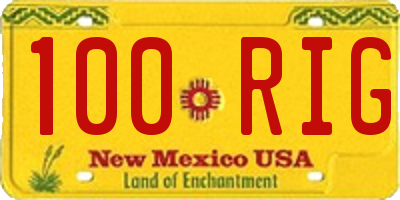 NM license plate 100RIG