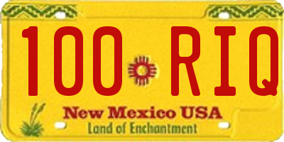 NM license plate 100RIQ