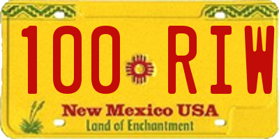 NM license plate 100RIW