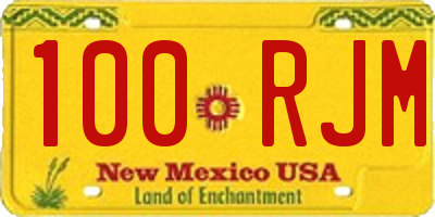 NM license plate 100RJM
