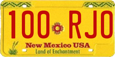 NM license plate 100RJO