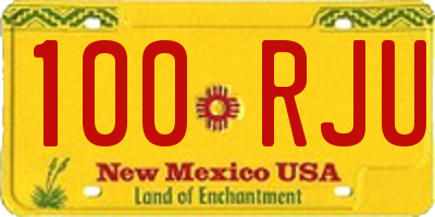 NM license plate 100RJU