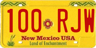 NM license plate 100RJW