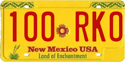 NM license plate 100RKO