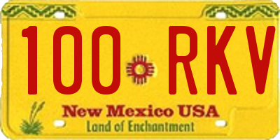 NM license plate 100RKV