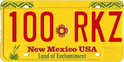 NM license plate 100RKZ