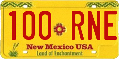 NM license plate 100RNE