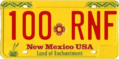 NM license plate 100RNF