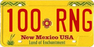 NM license plate 100RNG