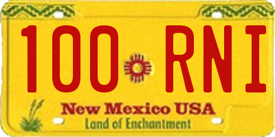 NM license plate 100RNI