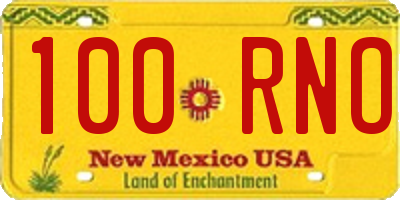 NM license plate 100RNO