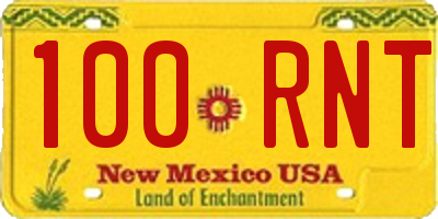 NM license plate 100RNT