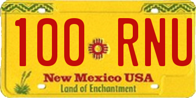 NM license plate 100RNU