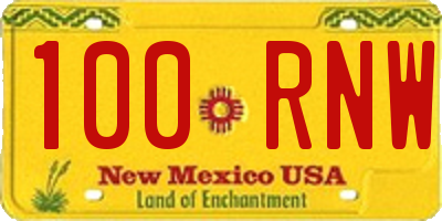 NM license plate 100RNW