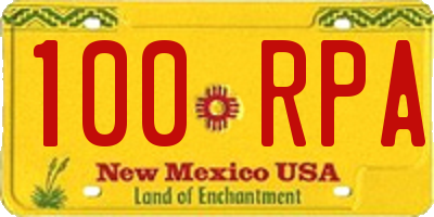 NM license plate 100RPA