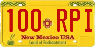 NM license plate 100RPI