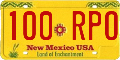 NM license plate 100RPO