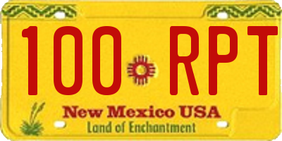 NM license plate 100RPT