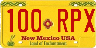 NM license plate 100RPX