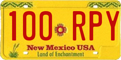 NM license plate 100RPY