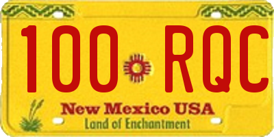 NM license plate 100RQC