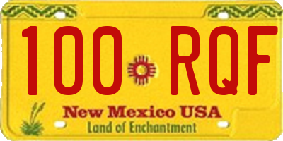 NM license plate 100RQF